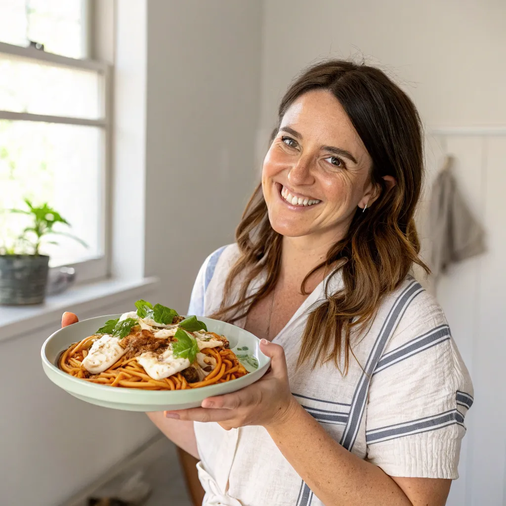 Emma Brown with her favorite dish