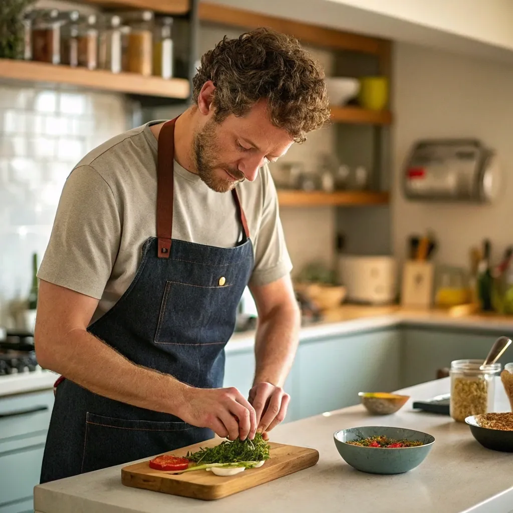 Michael Jones preparing a recipe