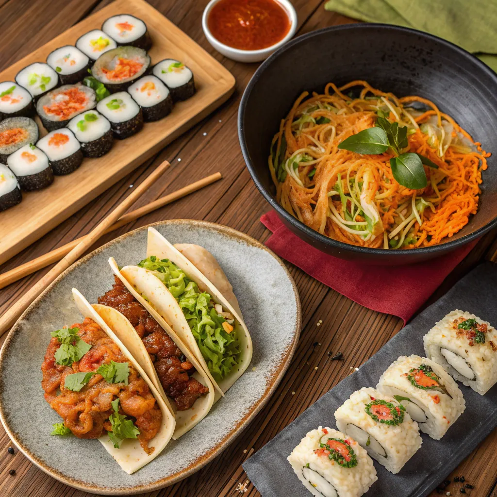 A variety of international dishes